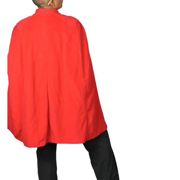 Vintage Sherwood Cape Red Bright Lipstick Flannel Velour Pockets Retro XL Large - Picture 15 of 16